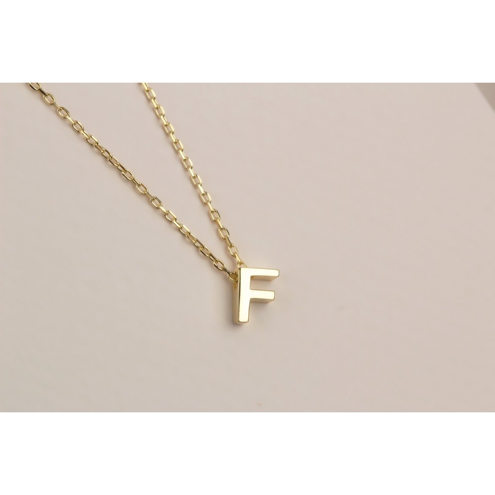 Glorria Gümüş 3 Boyutlu Minimalist F Harfi Kolye Glorria Gümüş 3 Boyutlu Minimalist F Harfi Kolye