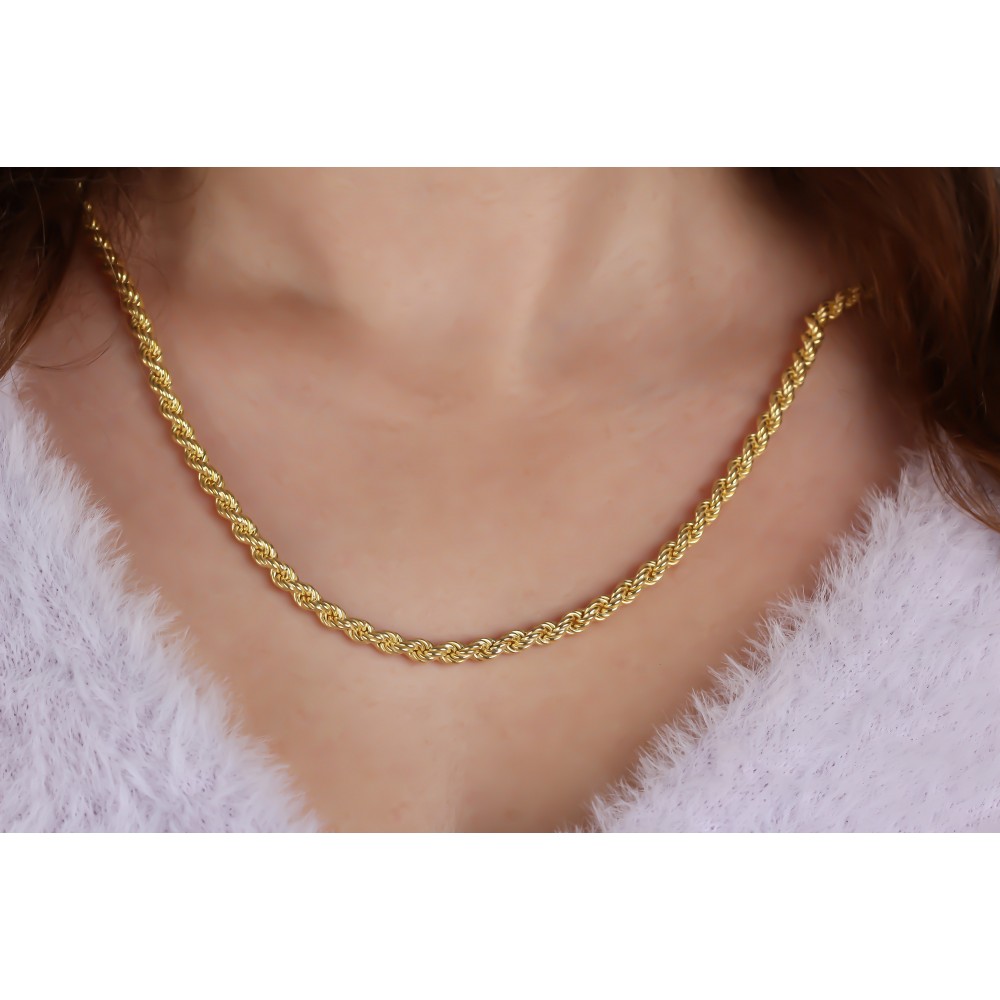 Glorria Gümüş 4 mm Halat Burgu Zincir Kolye Glorria Gümüş 4 mm Halat Burgu Zincir Kolye