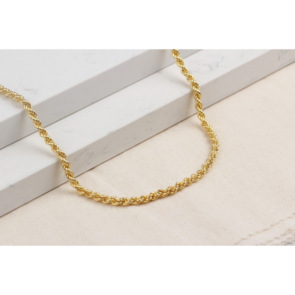 Glorria Gümüş 4 mm Halat Burgu Zincir Kolye Glorria Gümüş 4 mm Halat Burgu Zincir Kolye