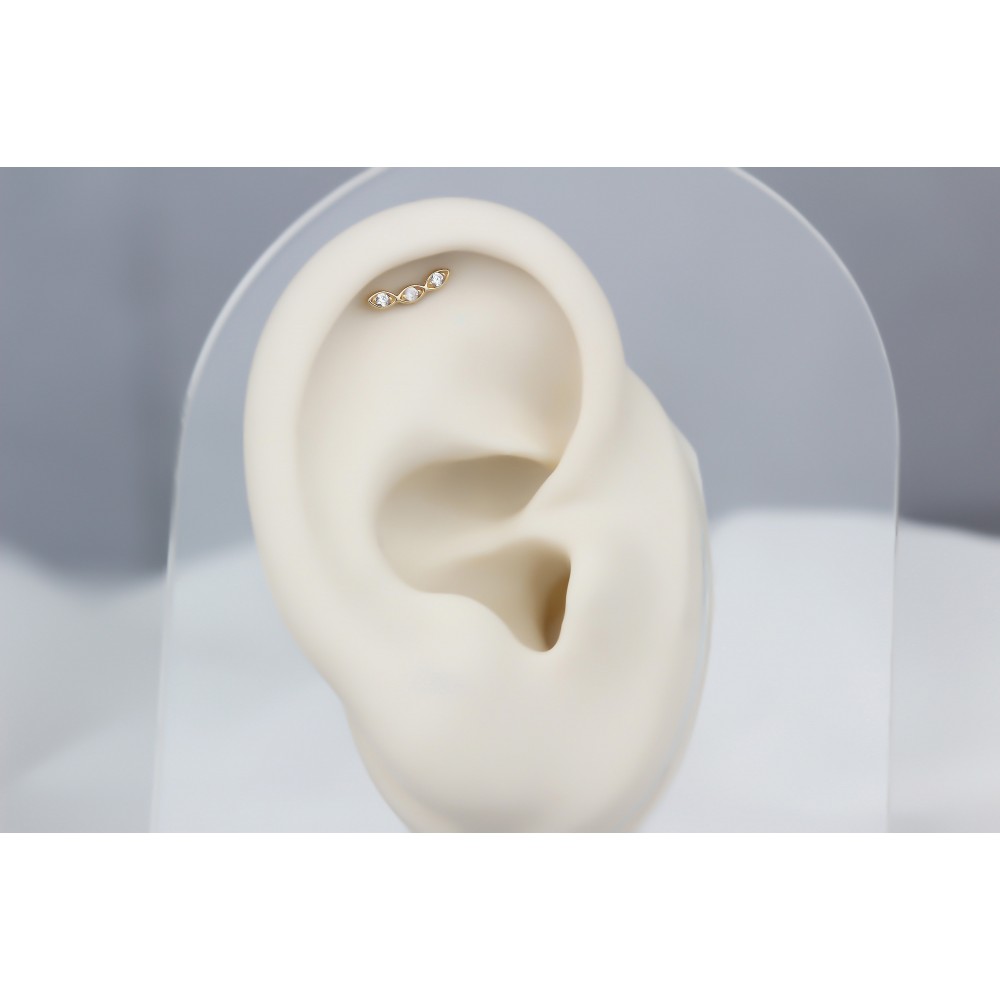 Glorria Altın Üç Taş Helix Piercing Glorria Altın Üç Taş Helix Piercing