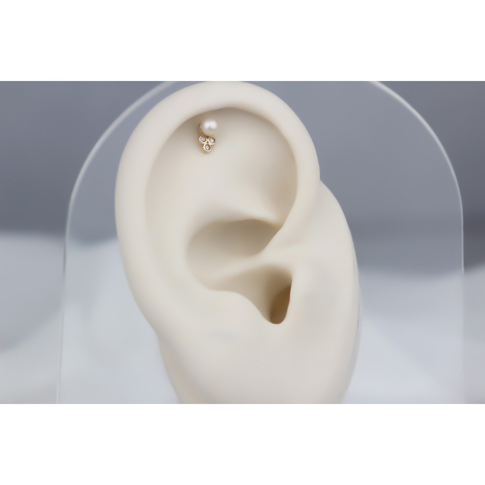 Glorria Altın İnci Üç Taş Helix Piercing Glorria Altın İnci Üç Taş Helix Piercing