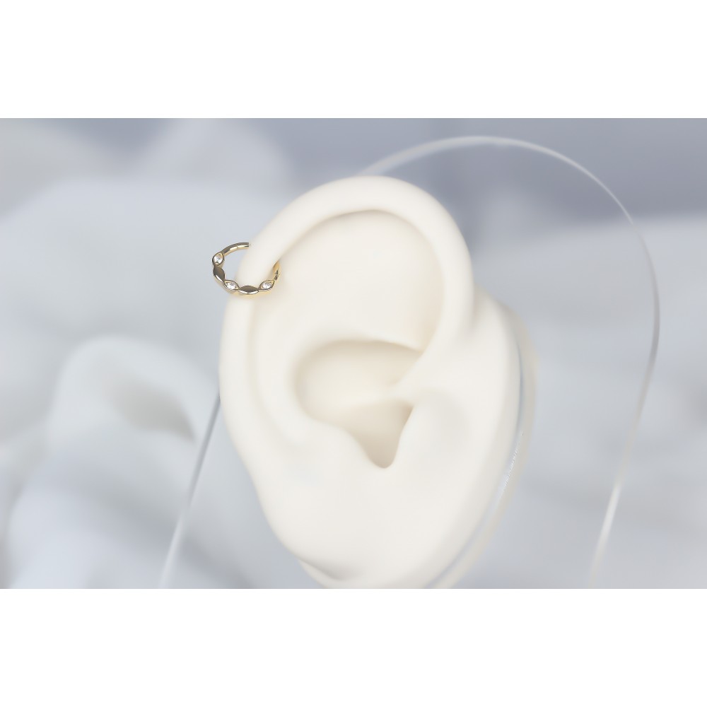 Glorria Altın Üç Taş Halka Piercing Glorria Altın Üç Taş Halka Piercing