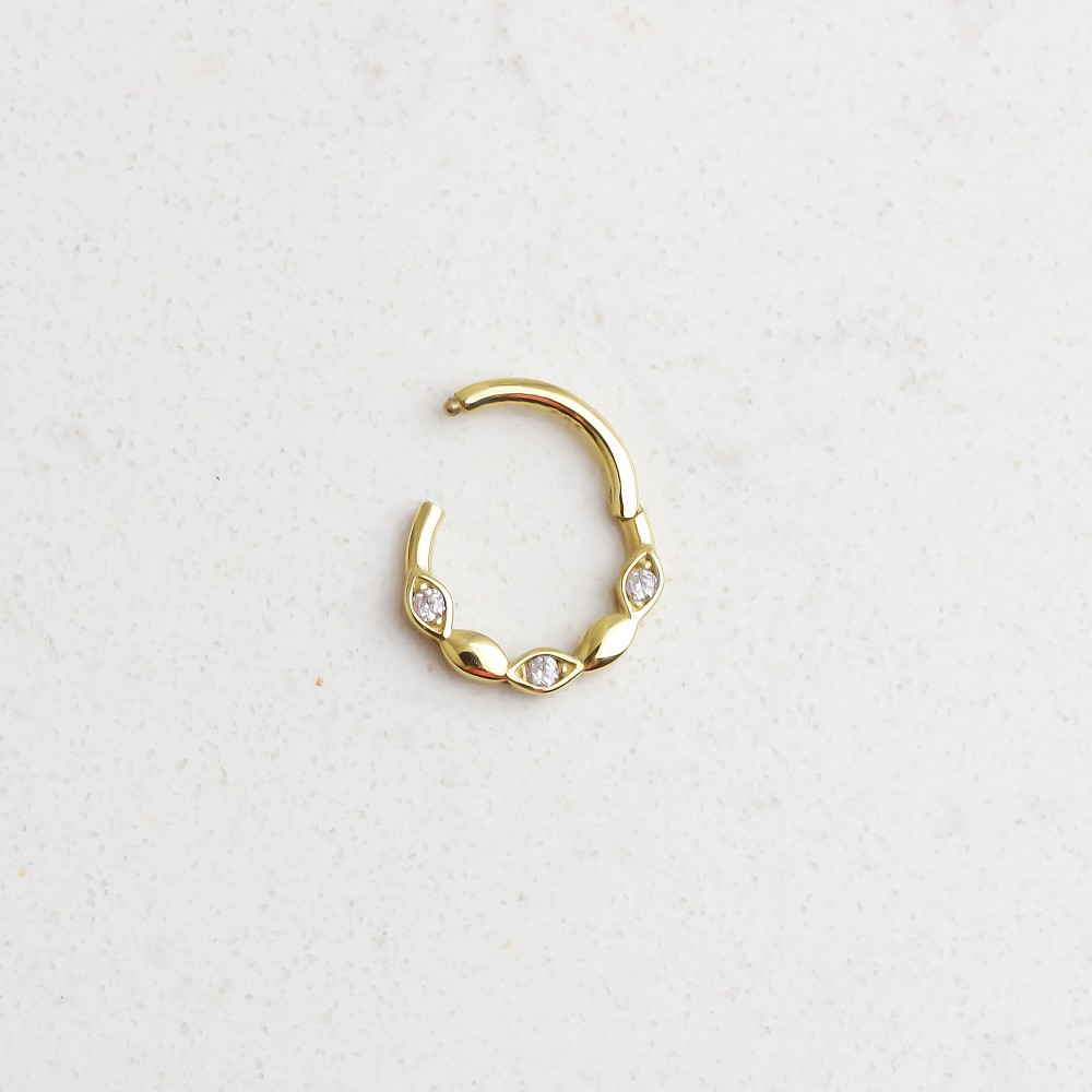 Glorria Altın Üç Taş Halka Piercing Glorria Altın Üç Taş Halka Piercing