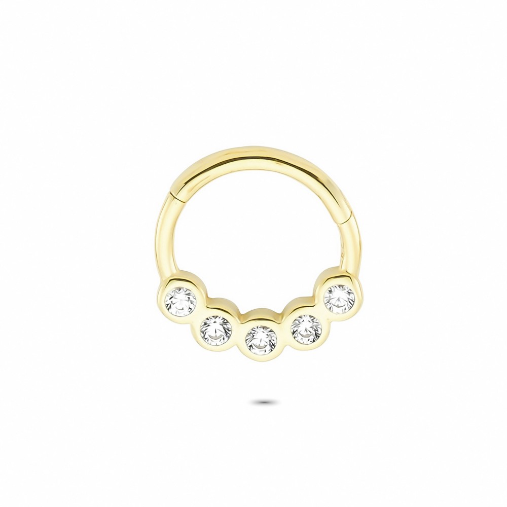 Glorria Altın Beş Taş Halka Piercing Glorria Altın Beş Taş Halka Piercing
