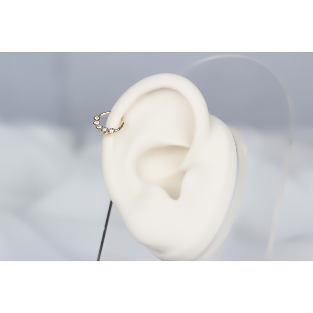 Glorria Altın Beş Taş Halka Piercing Glorria Altın Beş Taş Halka Piercing