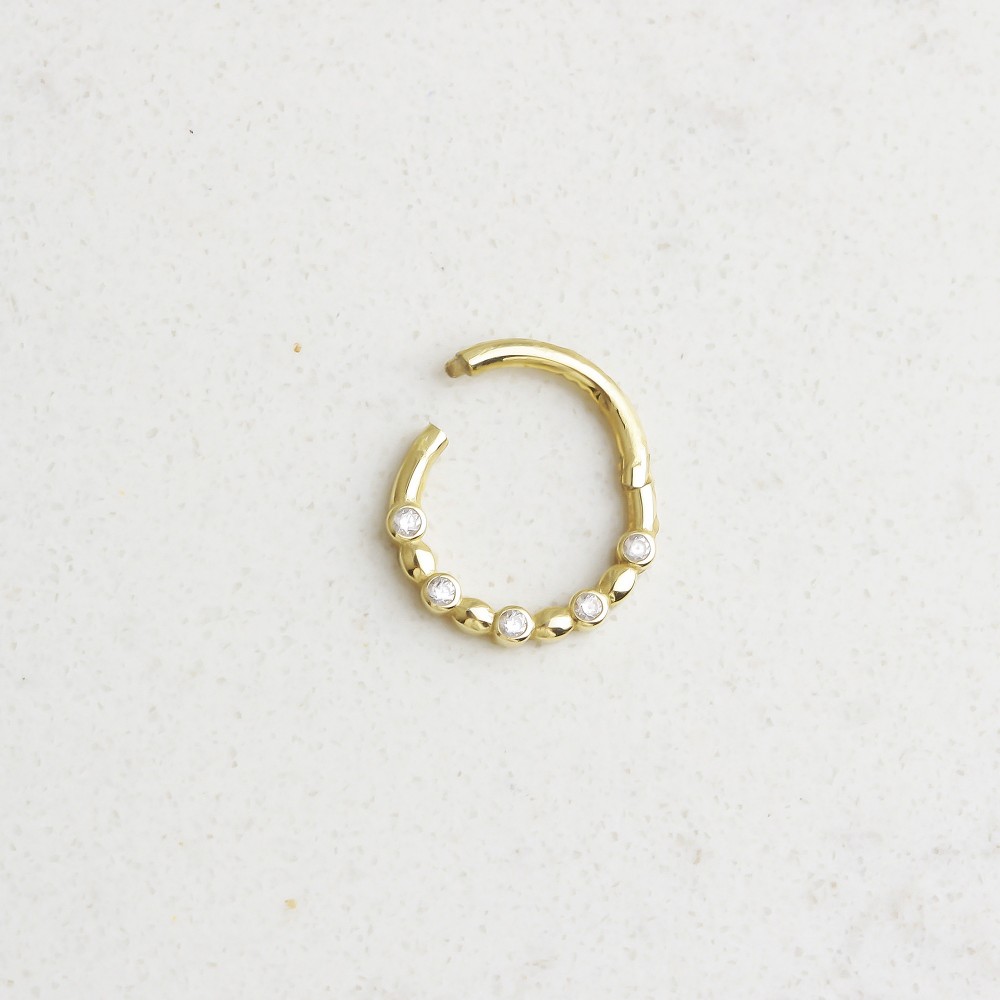 Glorria Altın Beş Taş Halka Piercing Glorria Altın Beş Taş Halka Piercing