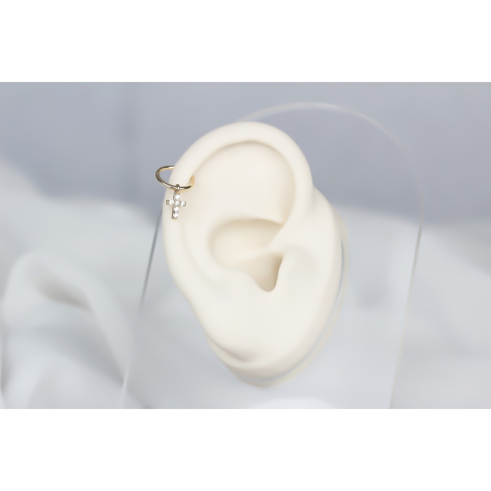 Glorria Altın Haç Halka Piercing Glorria Altın Haç Halka Piercing