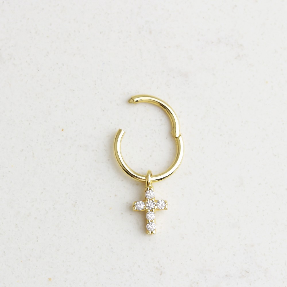 Glorria Altın Haç Halka Piercing Glorria Altın Haç Halka Piercing