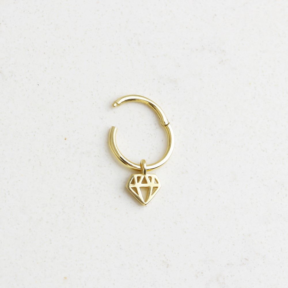 Glorria Altın Elmas Halka Piercing Glorria Altın Elmas Halka Piercing