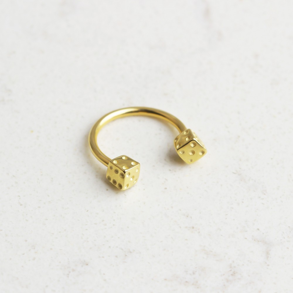 Glorria Altın Zar Yarım Halka Piercing