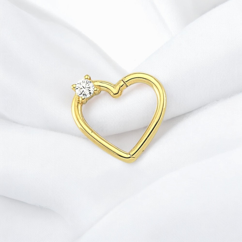Glorria Altın Taşlı Kalp Helix Piercing Glorria Altın Taşlı Kalp Helix Piercing