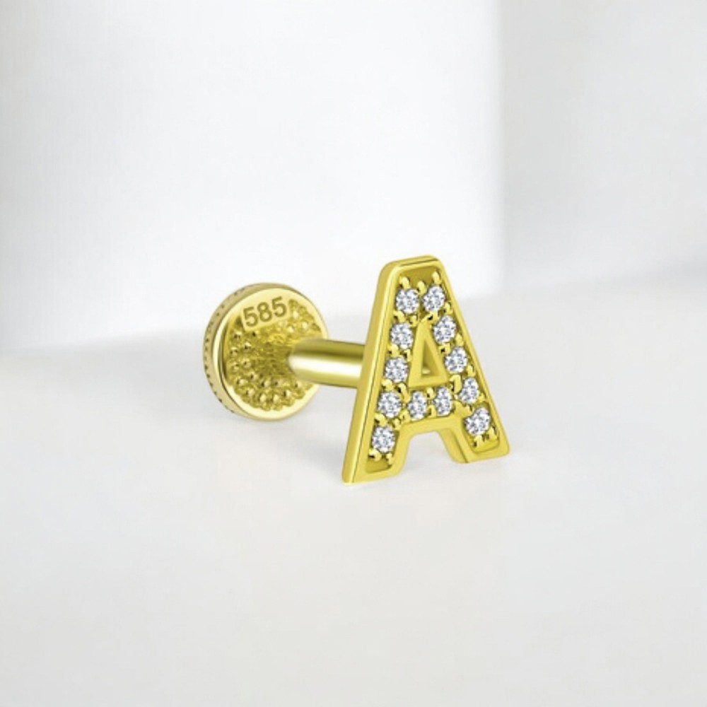 Glorria Altın A Harfi Tragus Piercing Glorria Altın A Harfi Tragus Piercing