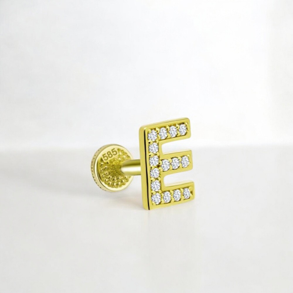 Glorria Altın E Harfi Tragus Piercing Glorria Altın E Harfi Tragus Piercing