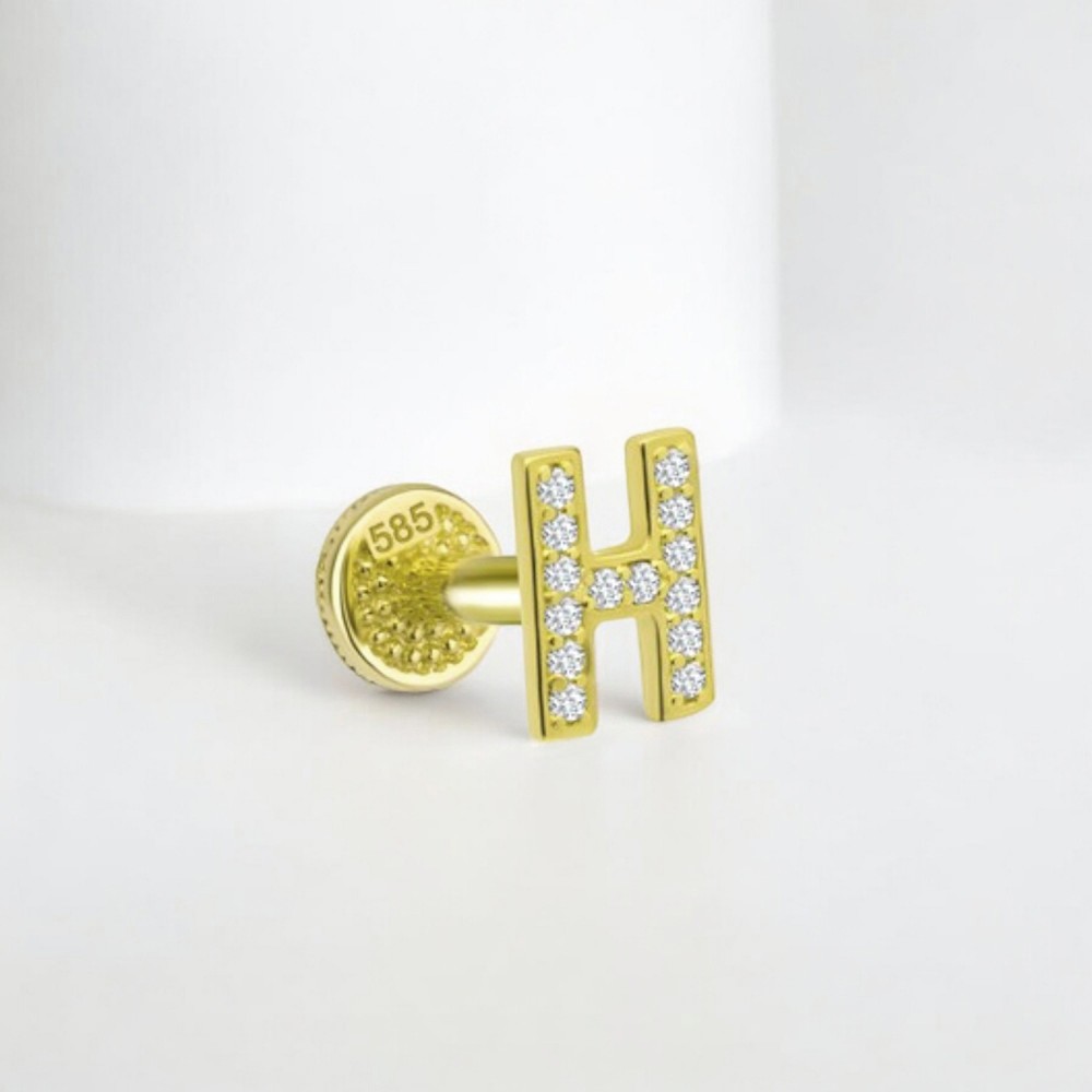 Glorria Altın H Harfi Tragus Piercing Glorria Altın H Harfi Tragus Piercing