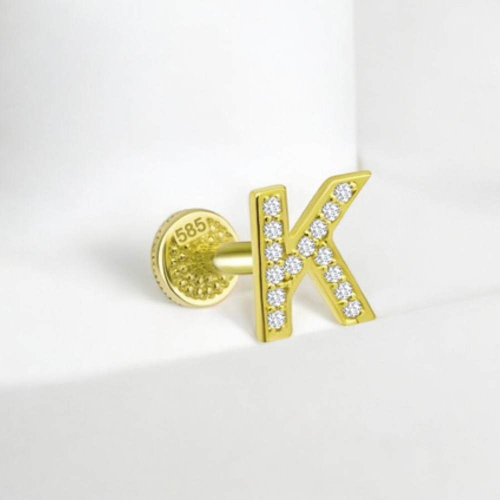 Glorria Altın K Harfi Tragus Piercing Glorria Altın K Harfi Tragus Piercing