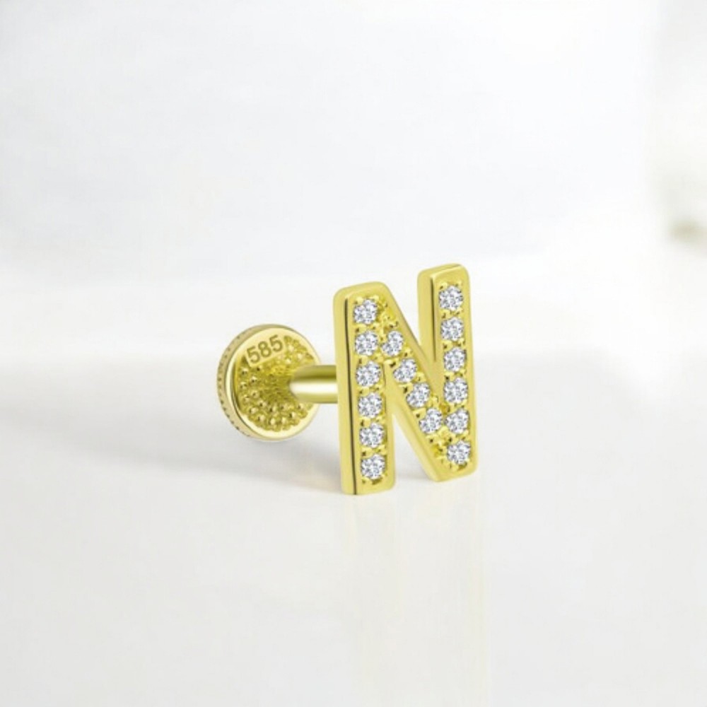 Glorria Altın N Harfi Tragus Piercing Glorria Altın N Harfi Tragus Piercing