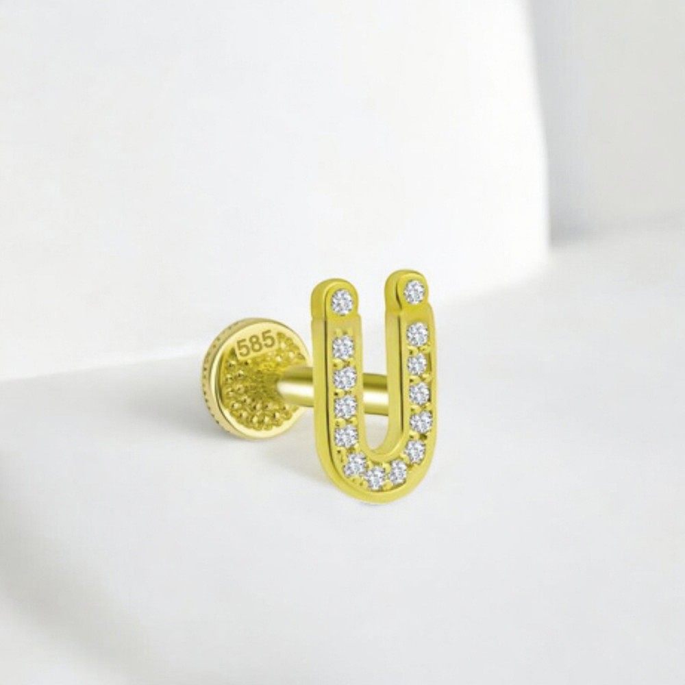 Glorria Altın Ü Harfi Tragus Piercing Glorria Altın Ü Harfi Tragus Piercing