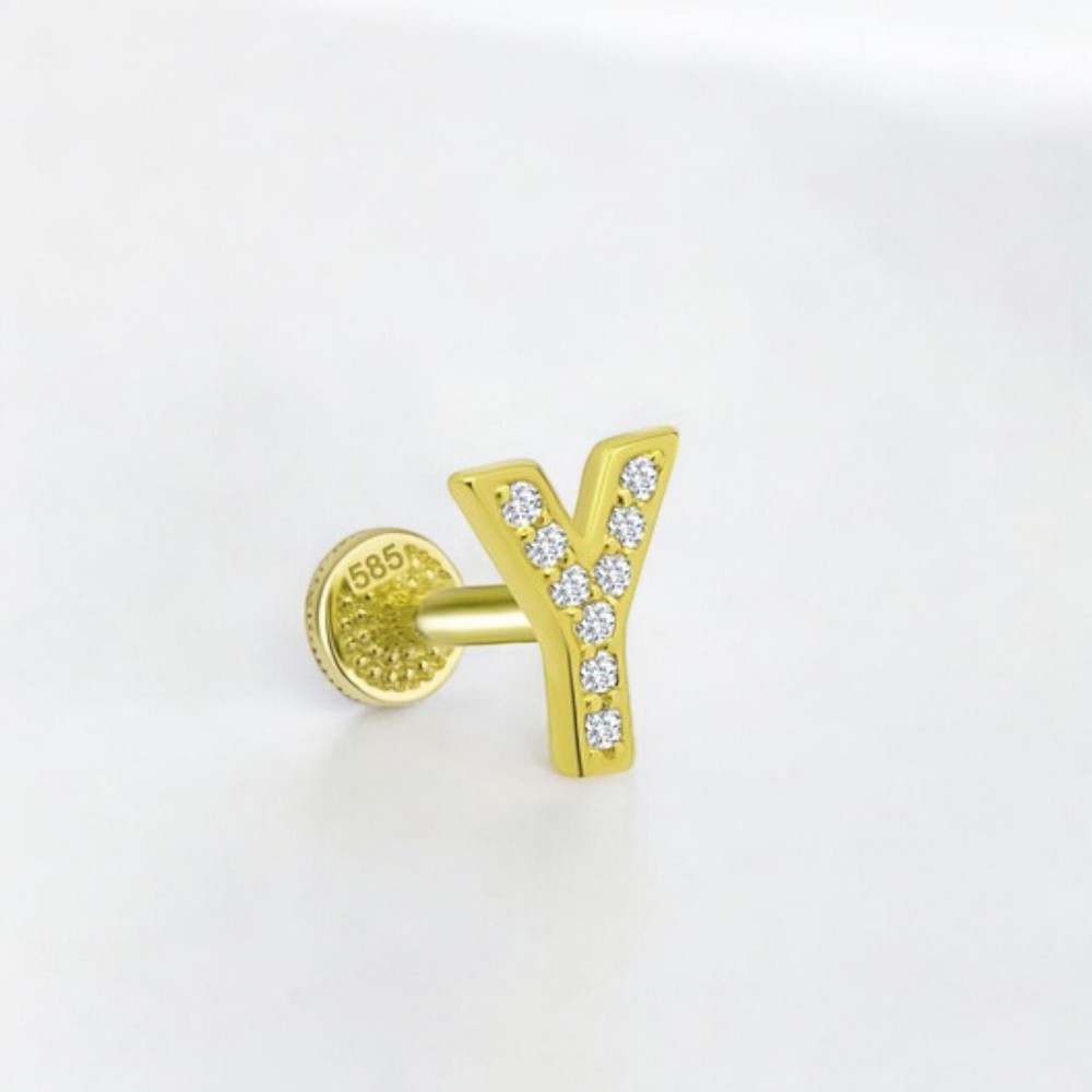 Glorria Altın Y Harfi Tragus Piercing Glorria Altın Y Harfi Tragus Piercing