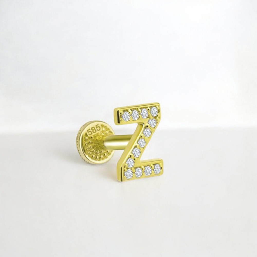 Glorria Altın Z Harfi Tragus Piercing Glorria Altın Z Harfi Tragus Piercing