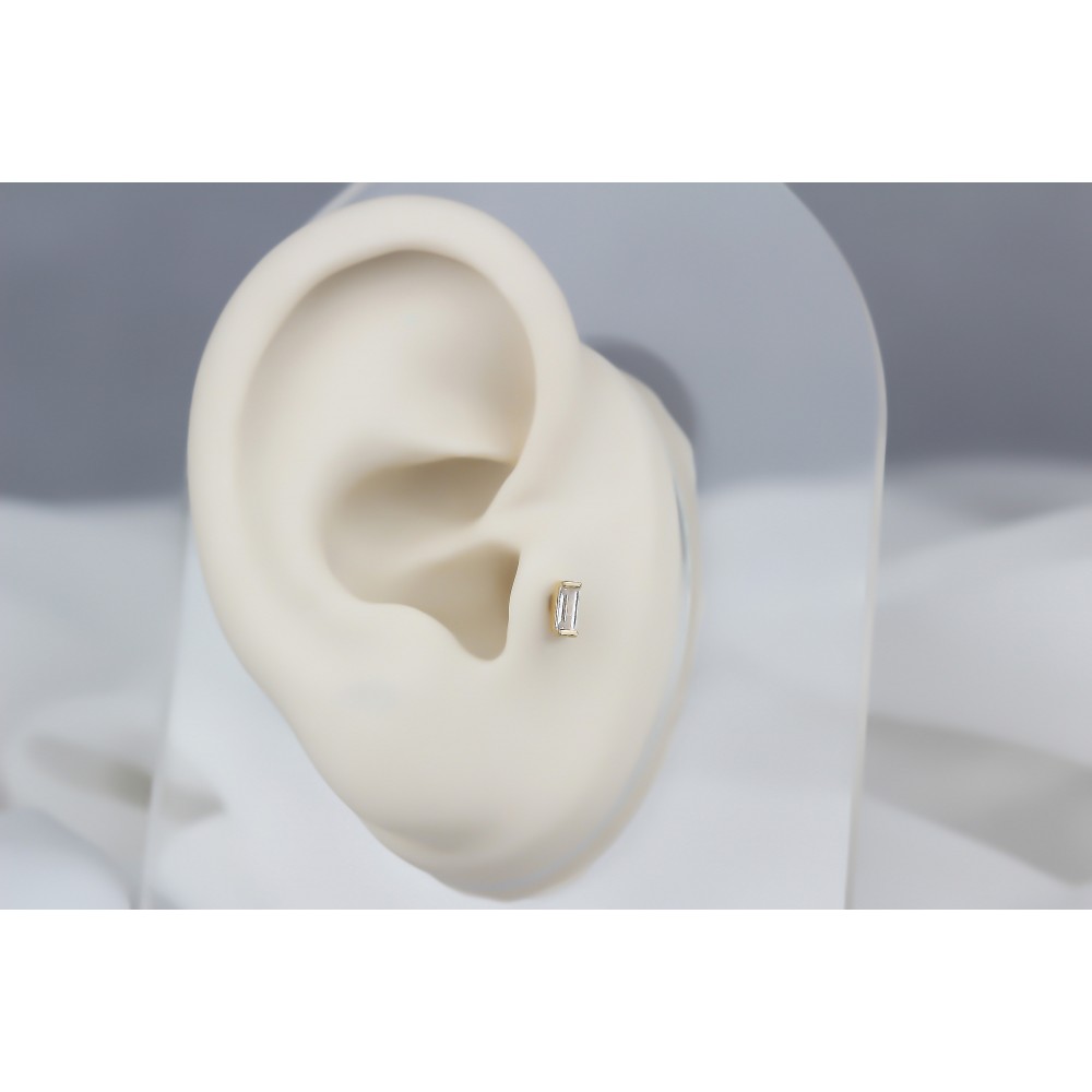 Glorria Altın Tek Baget Tragus Piercing Glorria Altın Tek Baget Tragus Piercing
