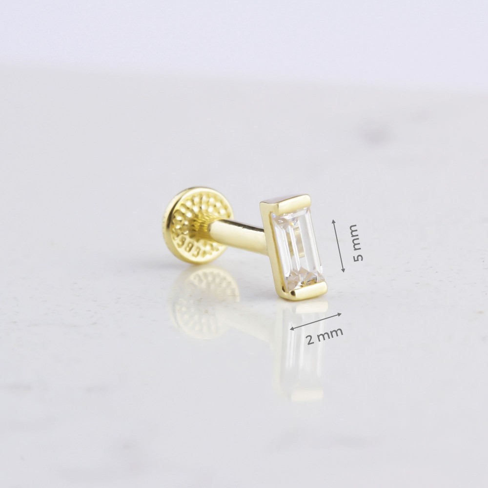 Glorria Altın Tek Baget Tragus Piercing Glorria Altın Tek Baget Tragus Piercing