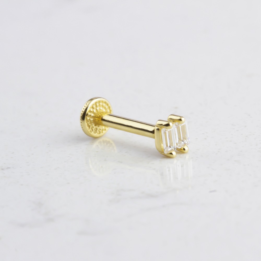 Glorria Altın Çift Baget Tragus Piercing Glorria Altın Çift Baget Tragus Piercing