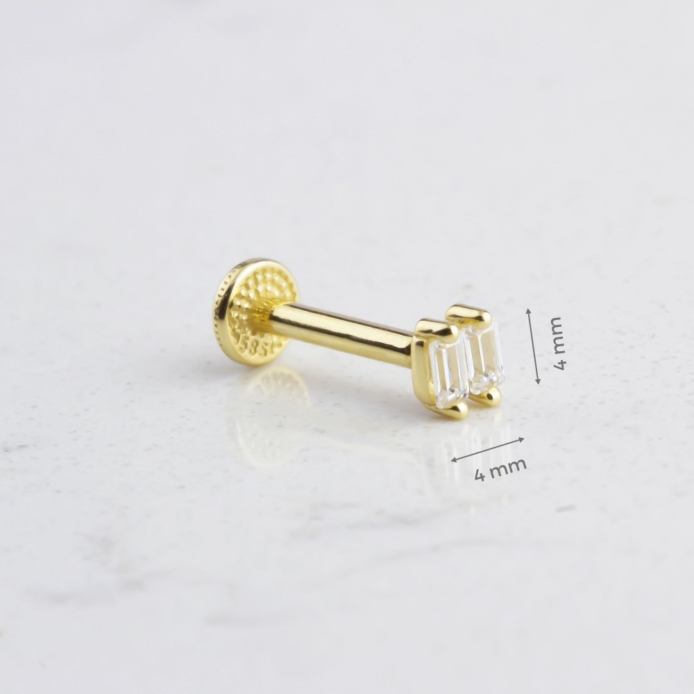 Glorria Altın Çift Baget Tragus Piercing Glorria Altın Çift Baget Tragus Piercing