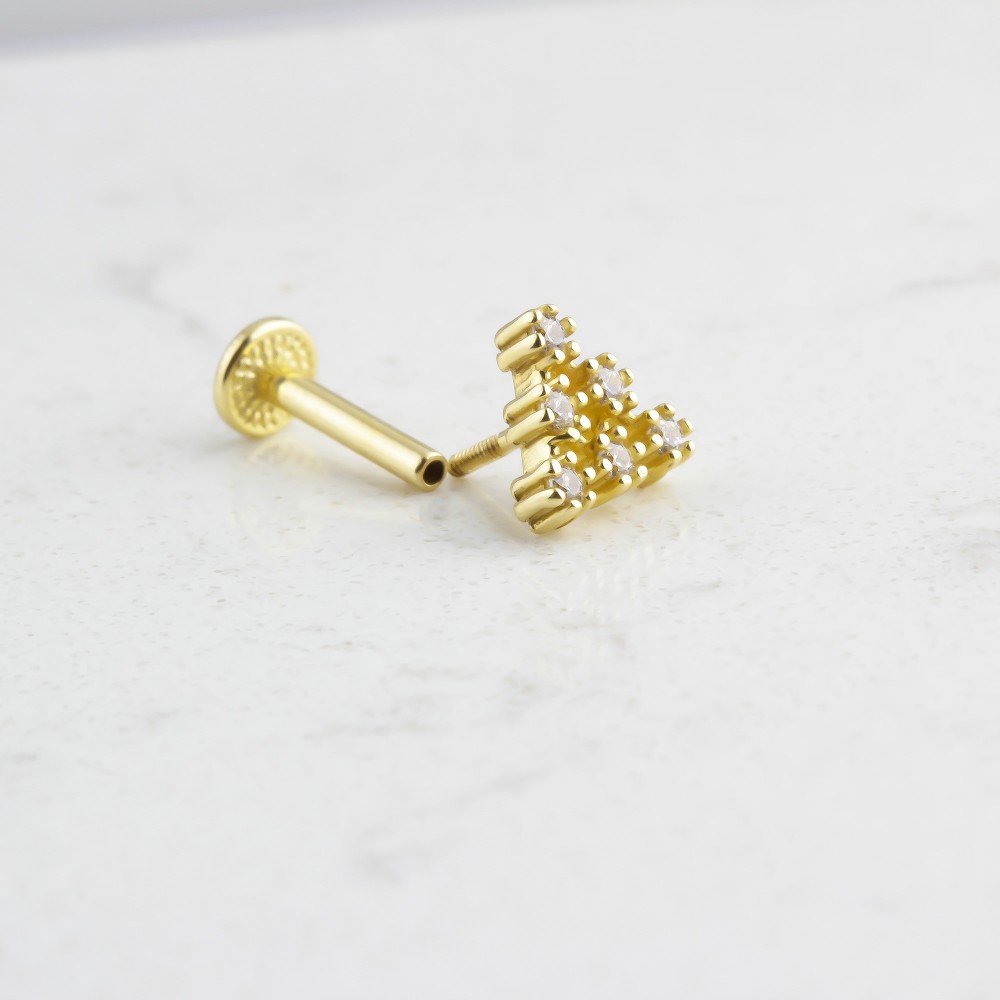 Glorria Altın Piramit Tragus Piercing Glorria Altın Piramit Tragus Piercing