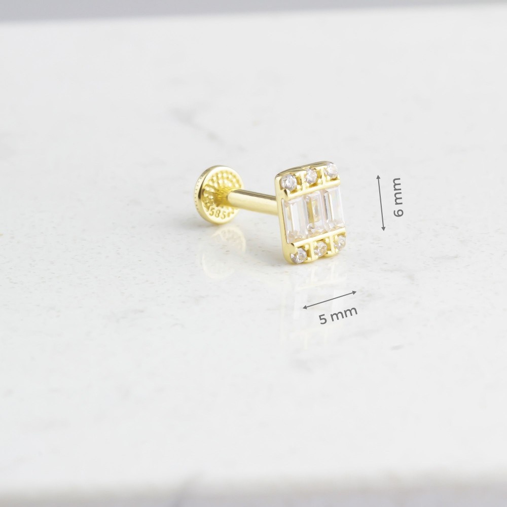 Glorria Altın Baget Tragus Piercing Glorria Altın Baget Tragus Piercing