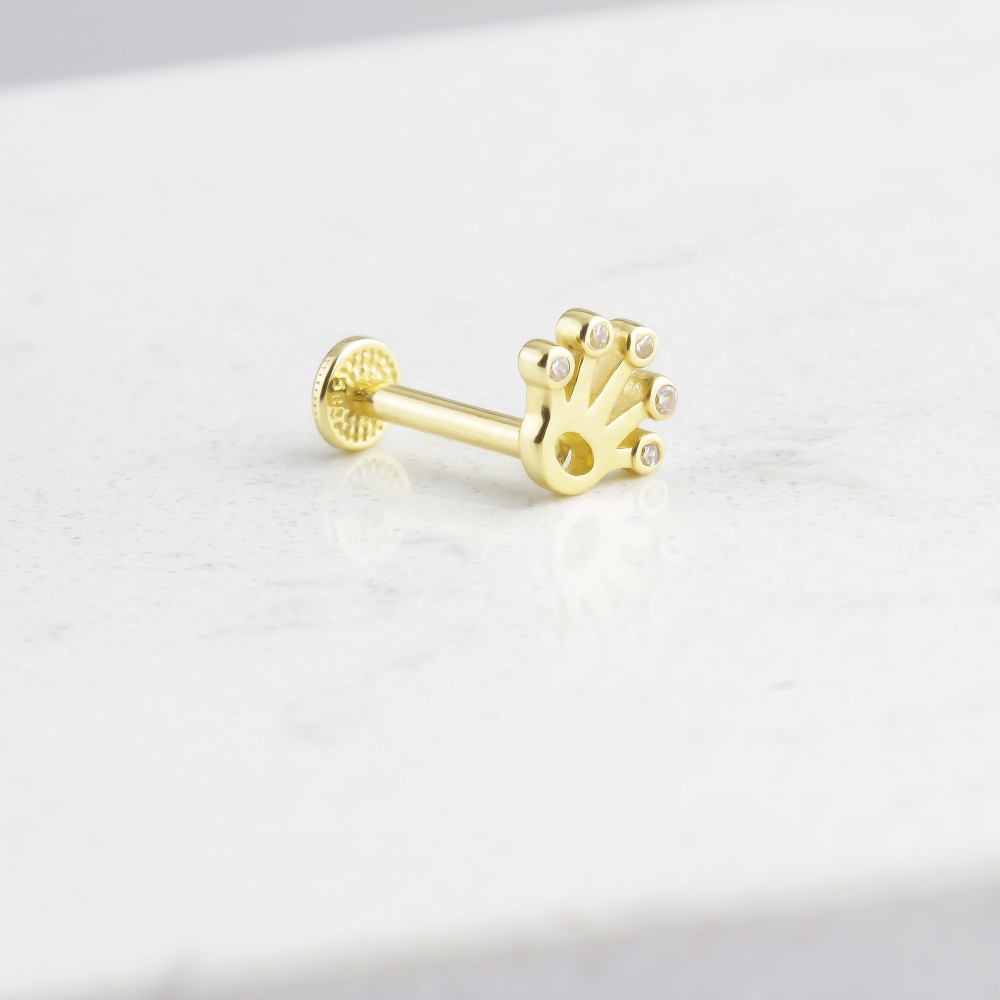 Glorria Altın Taç Tragus Piercing Glorria Altın Taç Tragus Piercing