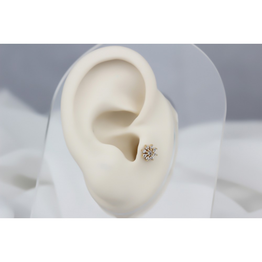 Glorria Altın Çiçek Tragus Piercing Glorria Altın Çiçek Tragus Piercing