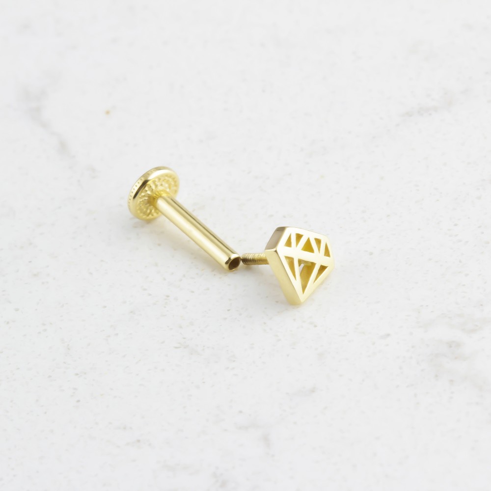Glorria Altın Elmas Tragus Piercing Glorria Altın Elmas Tragus Piercing