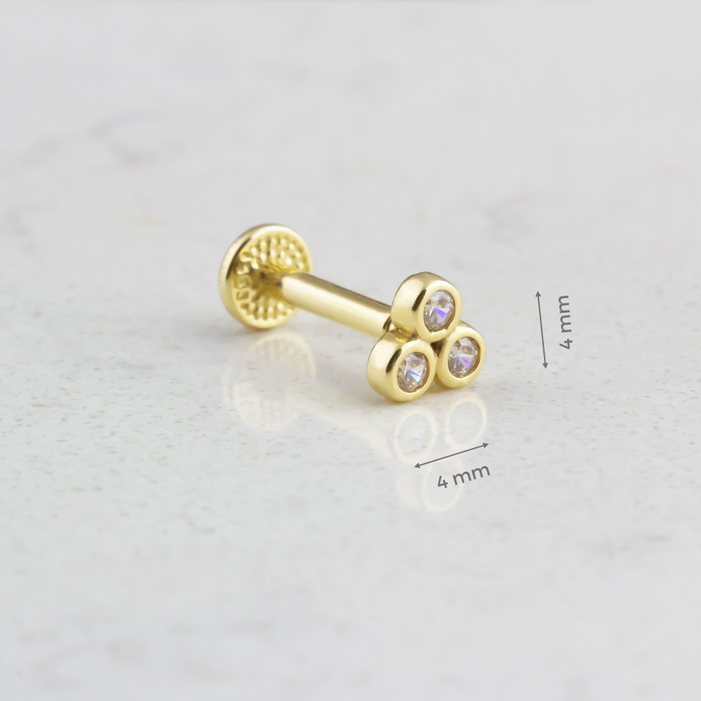 Glorria Altın Üç Taş Tragus Piercing Glorria Altın Üç Taş Tragus Piercing