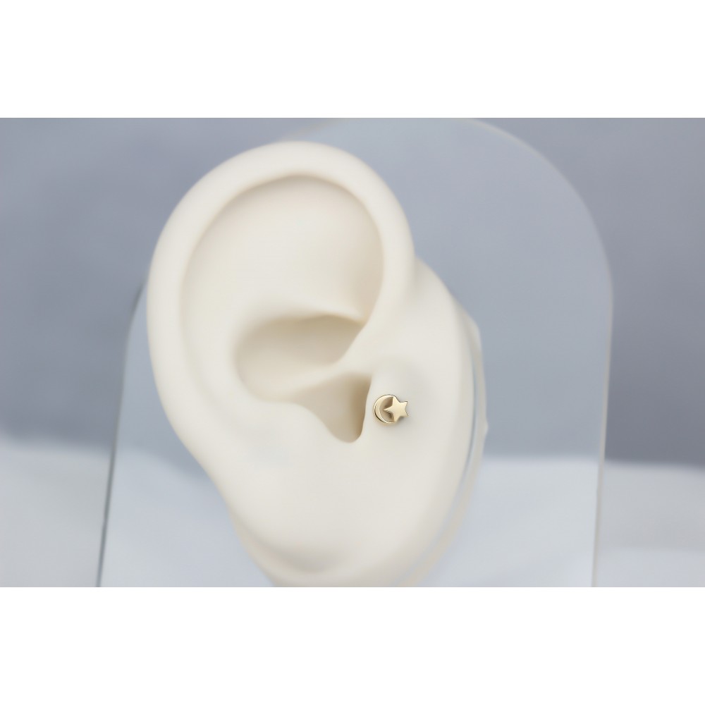 Glorria Altın Ay Yıldız Tragus Piercing Glorria Altın Ay Yıldız Tragus Piercing