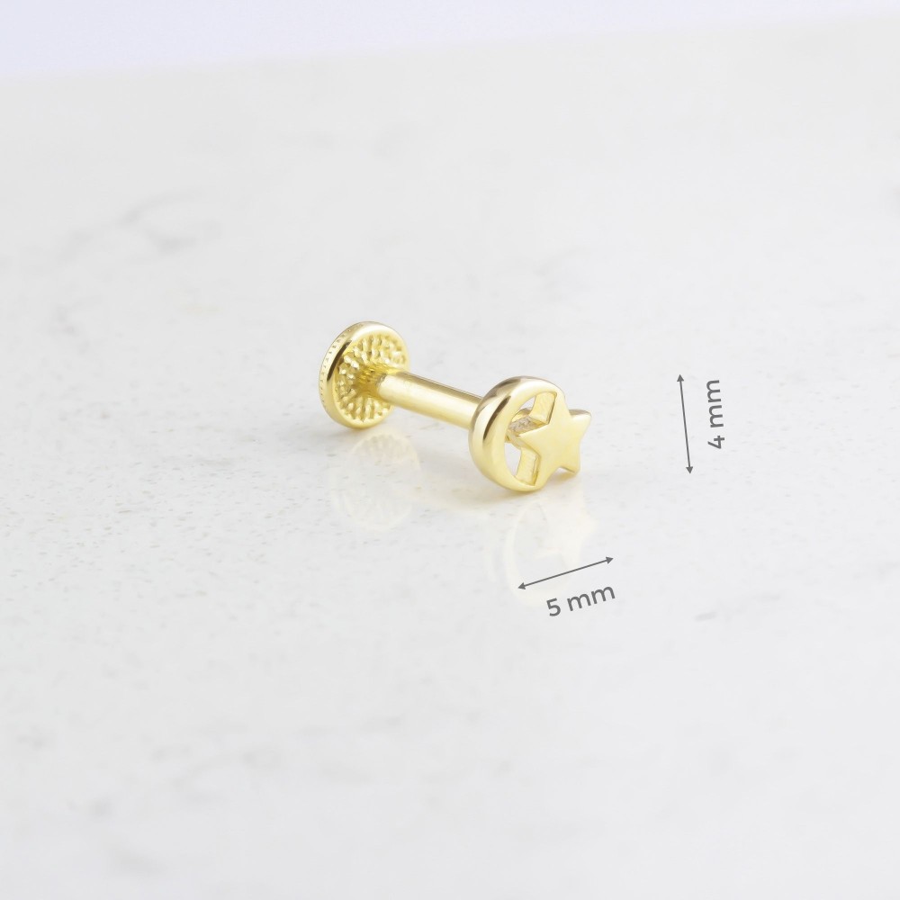 Glorria Altın Ay Yıldız Tragus Piercing Glorria Altın Ay Yıldız Tragus Piercing