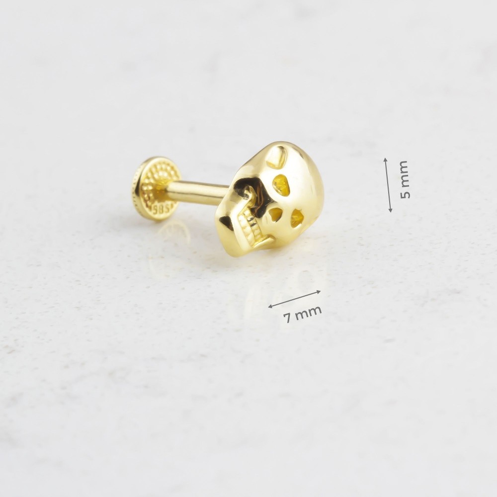 Glorria Altın Kuru Kafa Tragus Piercing Glorria Altın Kuru Kafa Tragus Piercing