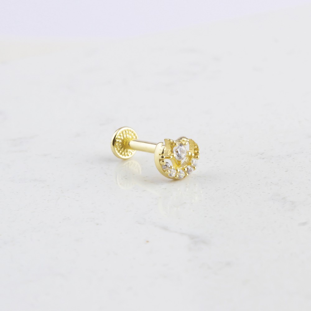 Glorria Altın Ay Yıldız Tragus Piercing Glorria Altın Ay Yıldız Tragus Piercing