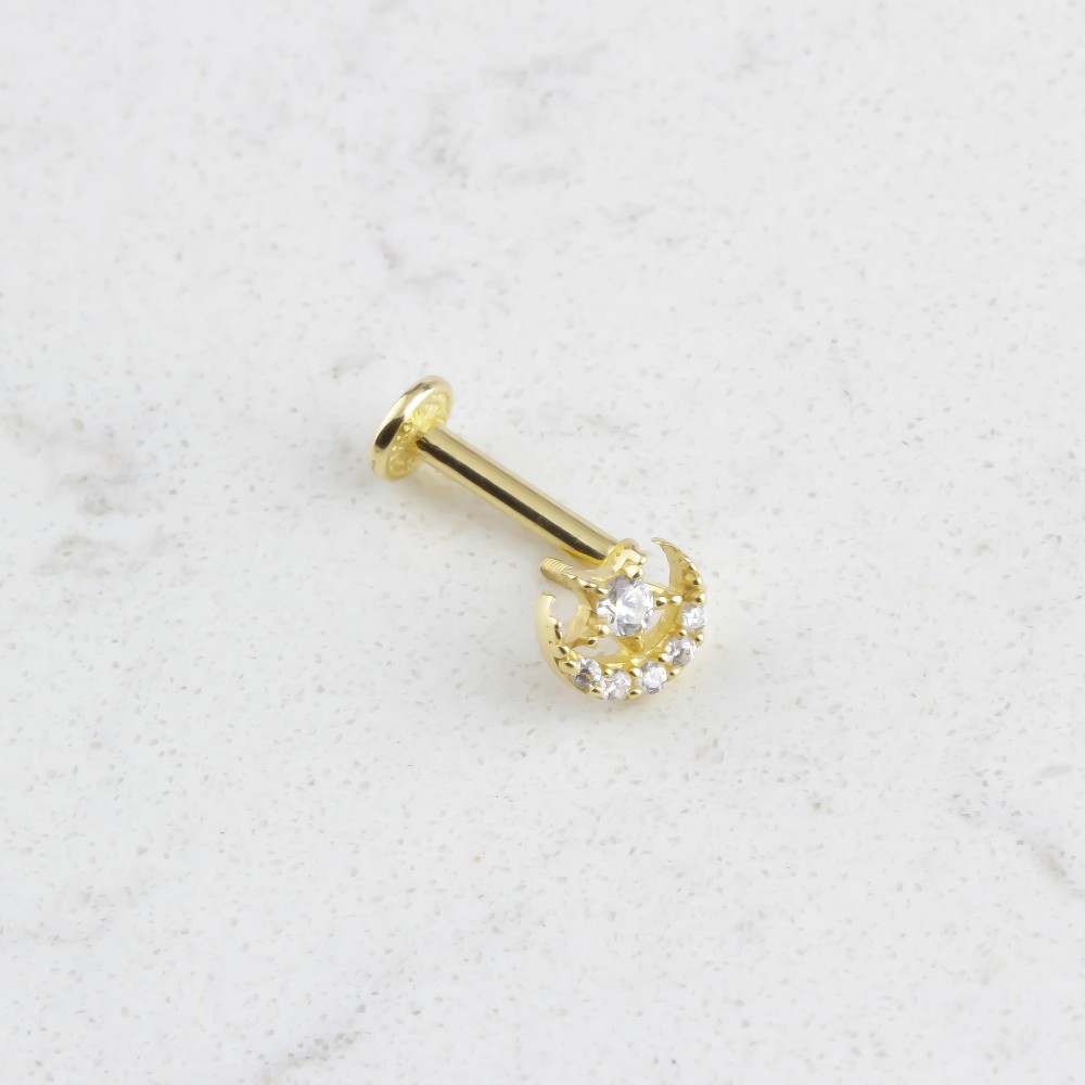 Glorria Altın Ay Yıldız Tragus Piercing Glorria Altın Ay Yıldız Tragus Piercing