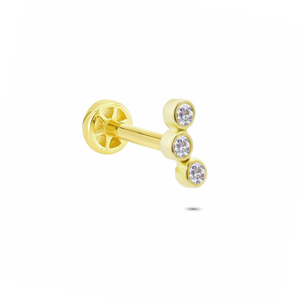 Glorria Altın Üç Taş Tragus Piercing Glorria Altın Üç Taş Tragus Piercing