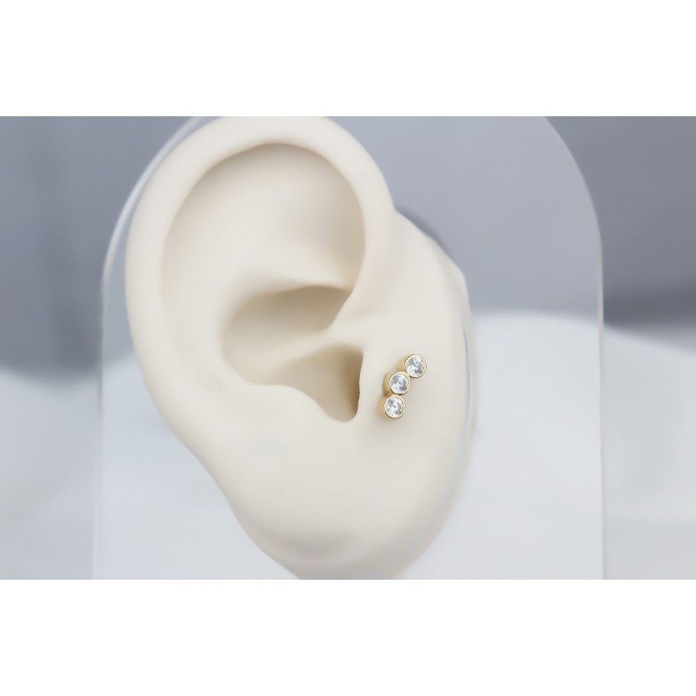 Glorria Altın Üç Taş Tragus Piercing Glorria Altın Üç Taş Tragus Piercing