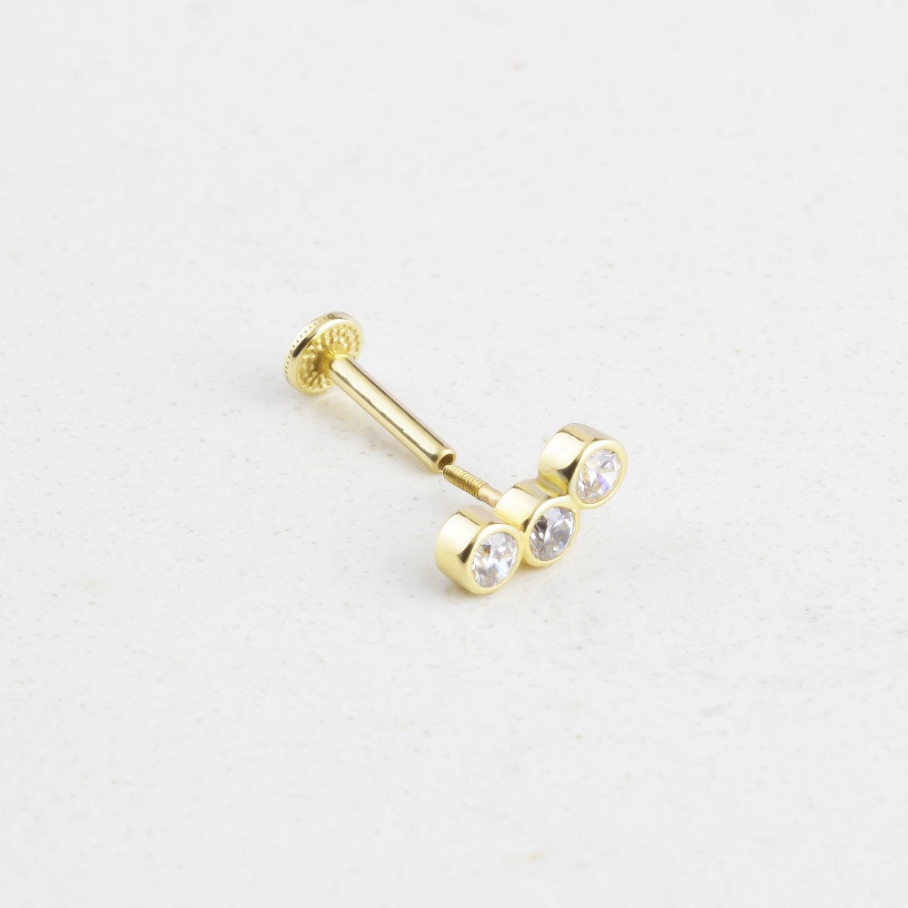 Glorria Altın Üç Taş Tragus Piercing Glorria Altın Üç Taş Tragus Piercing