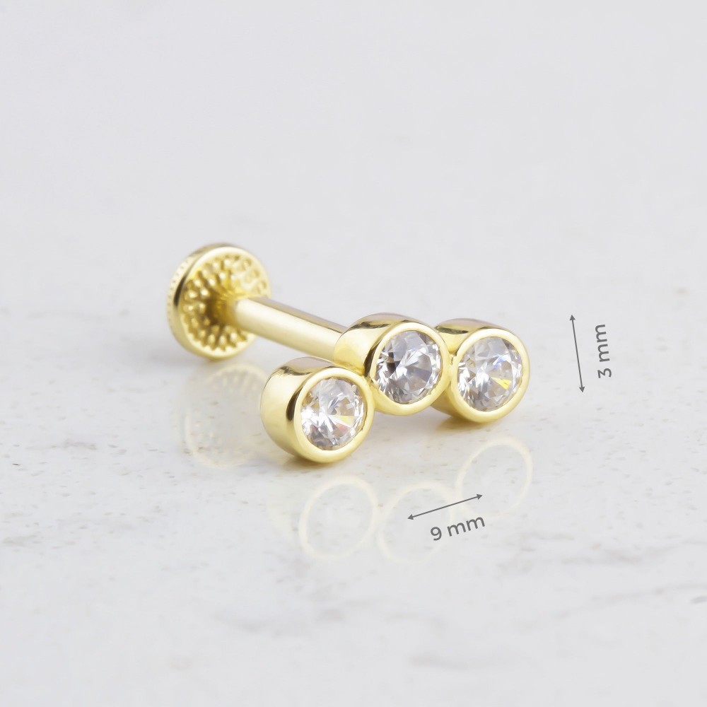 Glorria Altın Üç Taş Tragus Piercing Glorria Altın Üç Taş Tragus Piercing