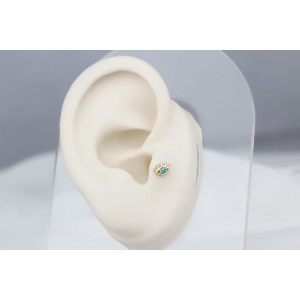 Glorria Altın Turkuaz Göz Tragus Piercing Glorria Altın Turkuaz Göz Tragus Piercing
