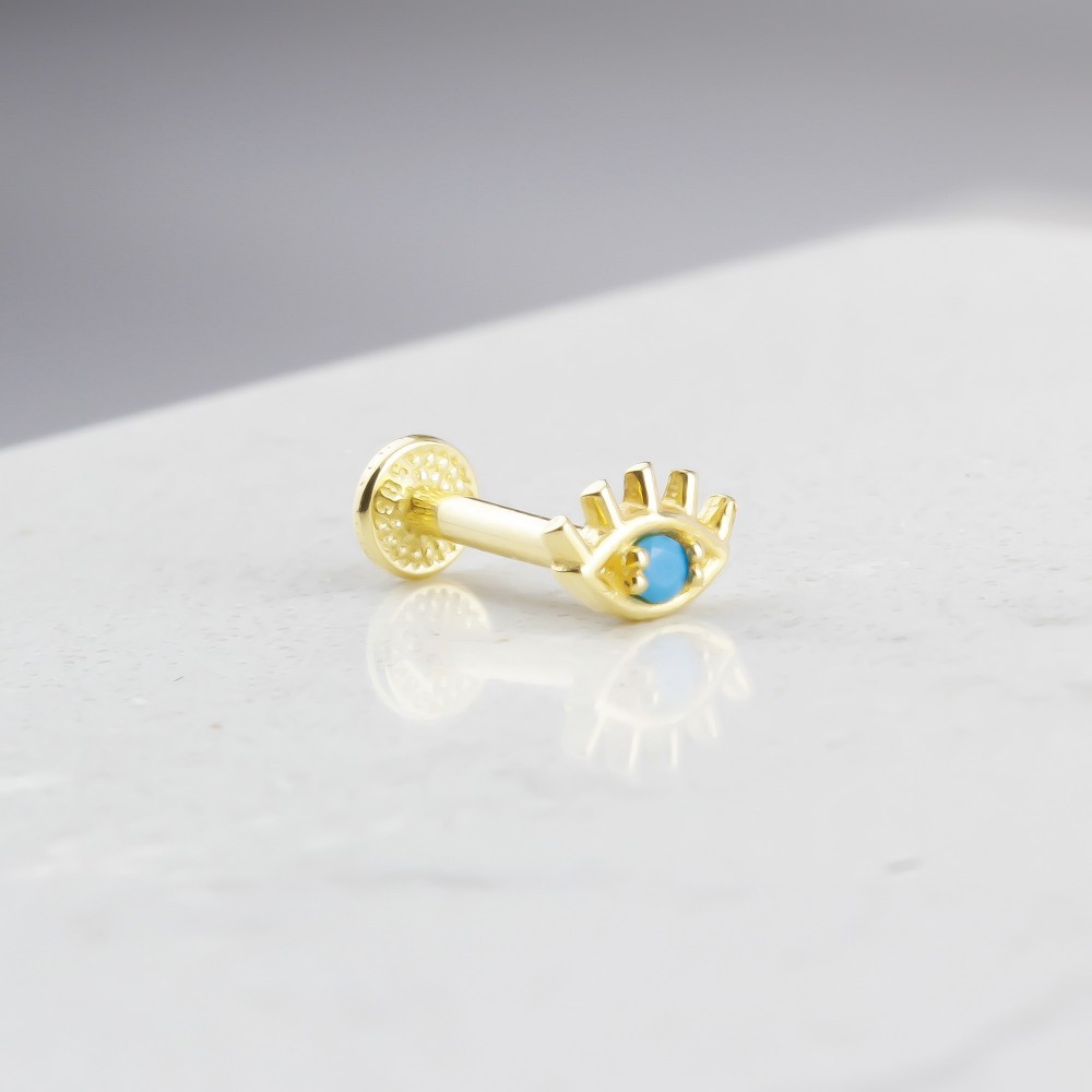 Glorria Altın Turkuaz Göz Tragus Piercing Glorria Altın Turkuaz Göz Tragus Piercing