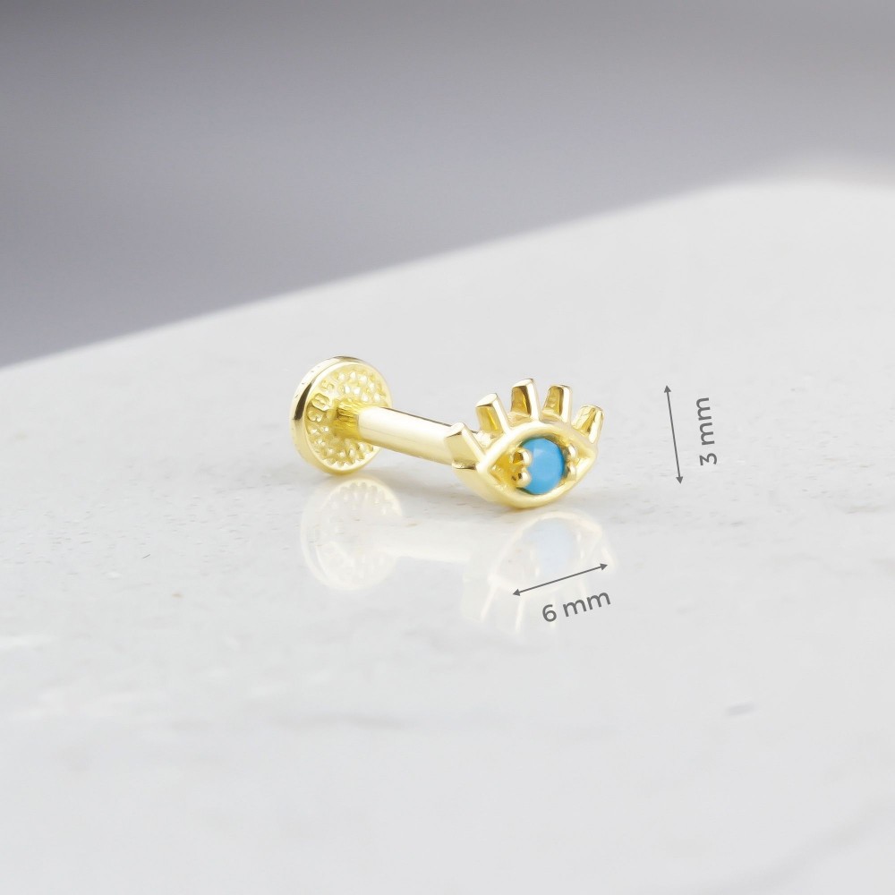 Glorria Altın Turkuaz Göz Tragus Piercing Glorria Altın Turkuaz Göz Tragus Piercing