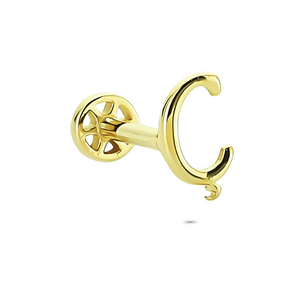 Glorria Altın Ç Harfi Tragus Piercing Glorria Altın Ç Harfi Tragus Piercing