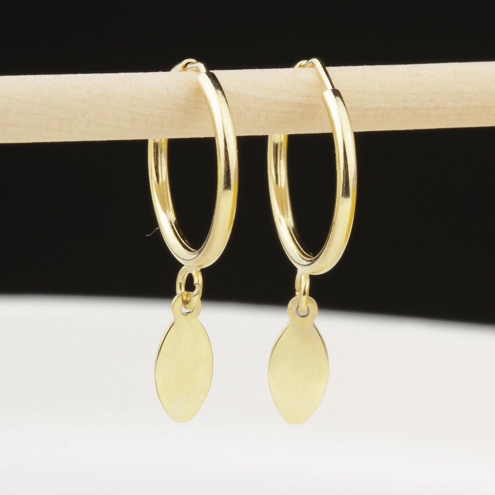 Glorria Altın Oval Sallantı Küpe Glorria Altın Oval Sallantı Küpe