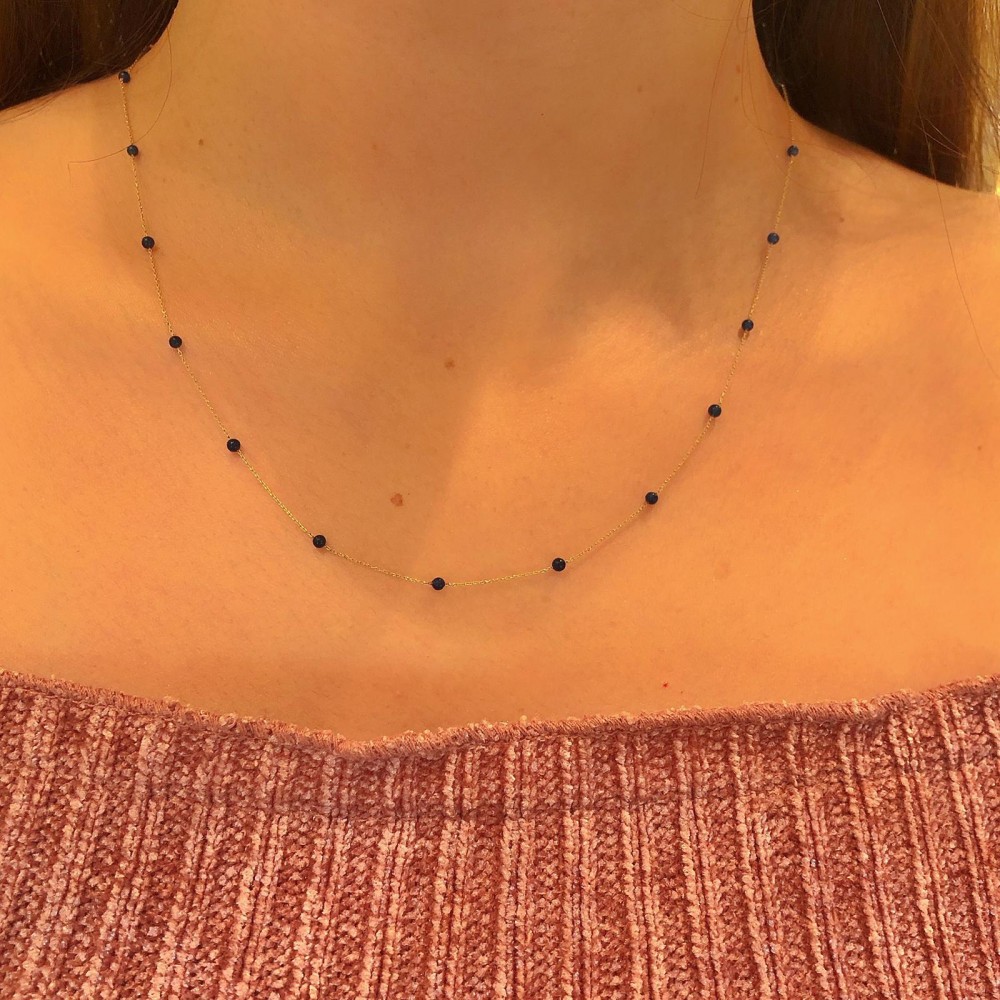 Glorria Altın Lapis Taşlı Sıra Kolye Glorria Altın Lapis Taşlı Sıra Kolye