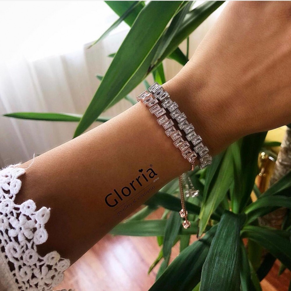 Glorria Gümüş Baget Taşlı Su Yolu Bileklik Glorria Gümüş Baget Taşlı Su Yolu Bileklik