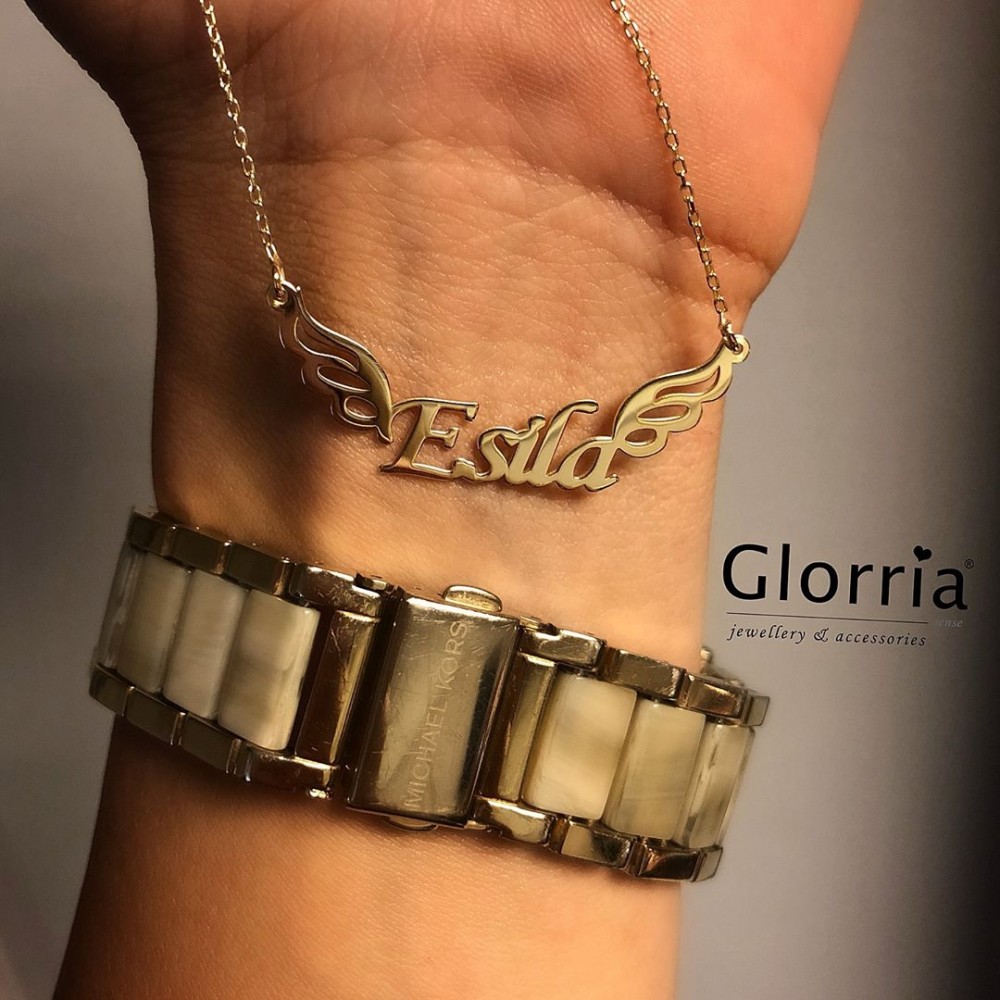 Glorria Kişiye Özel İsimli Kanat Gümüş Kolye GLR536 Glorria Kişiye Özel İsimli Kanat Gümüş Kolye GLR536